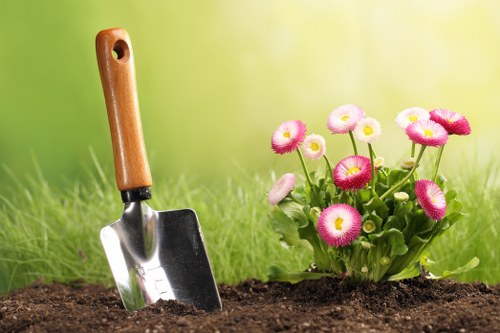 Professional landscape gardeners planning planting and paving in Kingston upon Thames